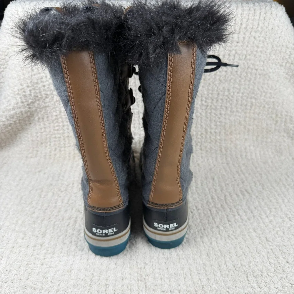 Sorel Tofino II Waterproof Winter Boots W 7Grey Quilted Faux Fur NL2113-242 NWOB